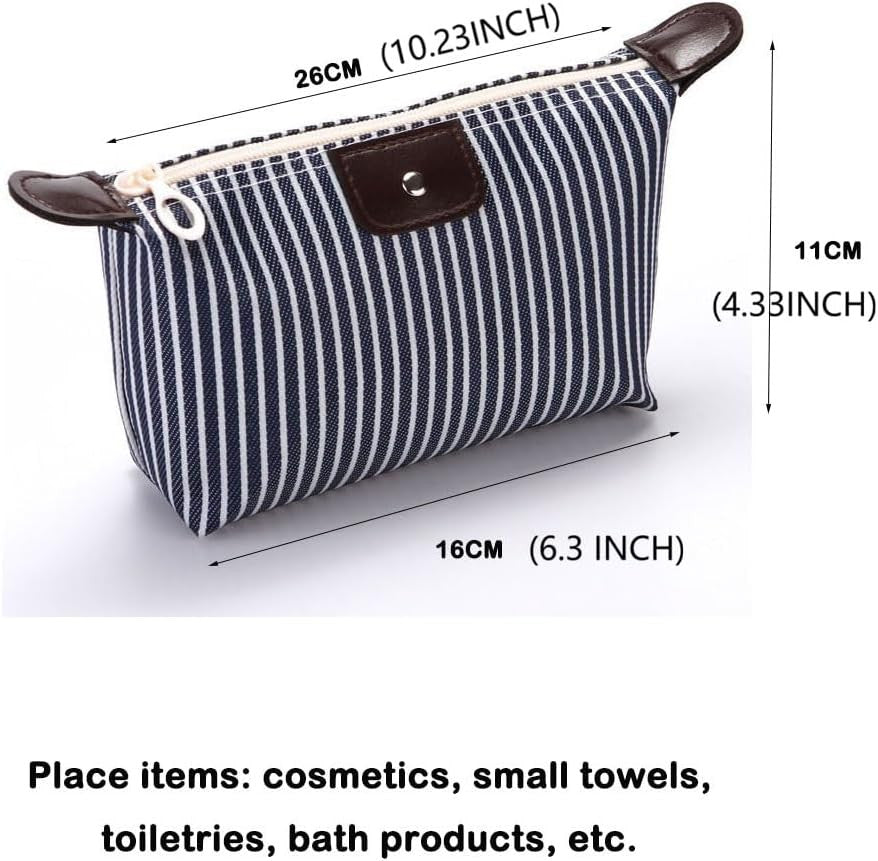 Travel Makeup Bag Set - Preppy Nylon Cosmetic & Toiletry Organizer