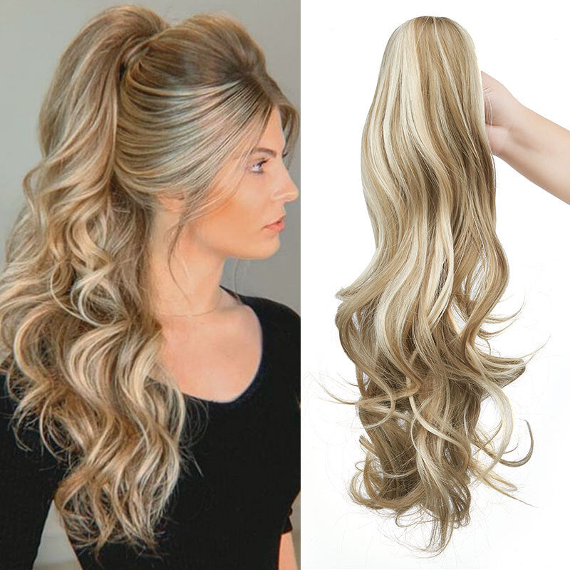 26-Inch Real Human Hair Ponytail Extension with Claw Clip - Thick Hairpiece