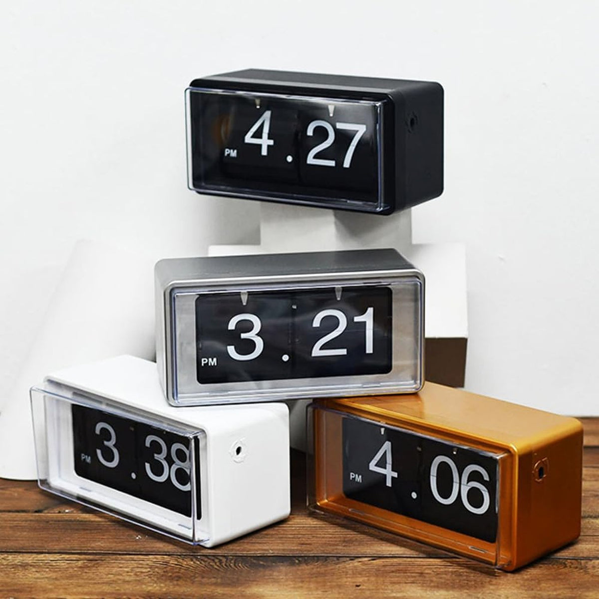 Retro Flip Clock with Transparent Cover - Digital Desk Clock, Battery Powered