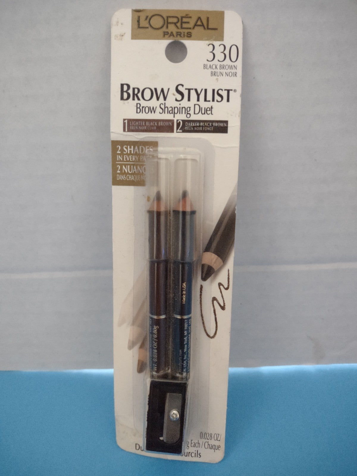 L'OREAL Brow Stylist Shaping Duet 330 Black Brown with Sharpener