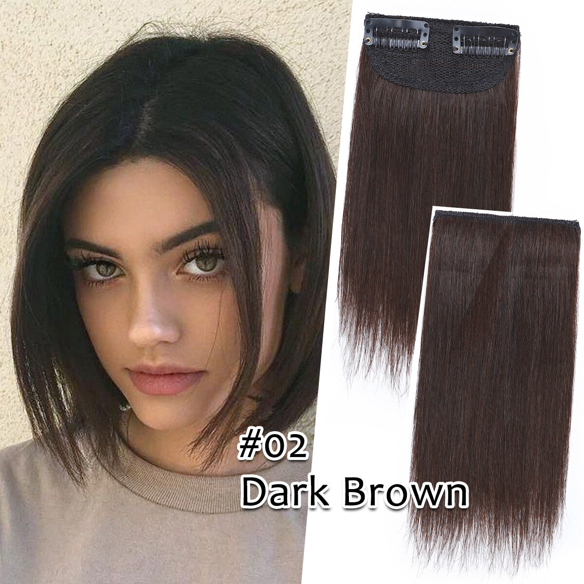 Clip-In Hair Extensions Remy Human Hair Short Pad Topper - Natural Black to Blonde