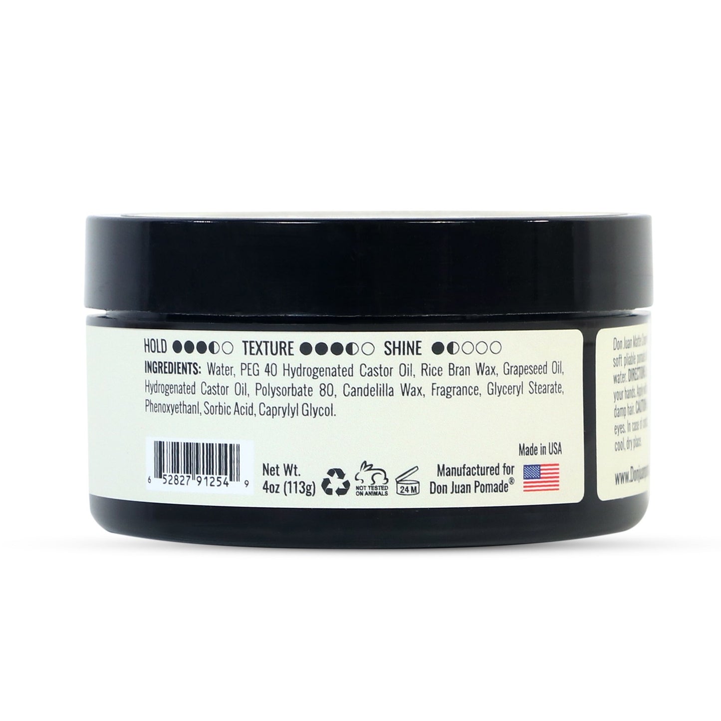 Handcrafted Matte Cream Pomade - Medium Hold, 4oz, Water-Based Hair Styling
