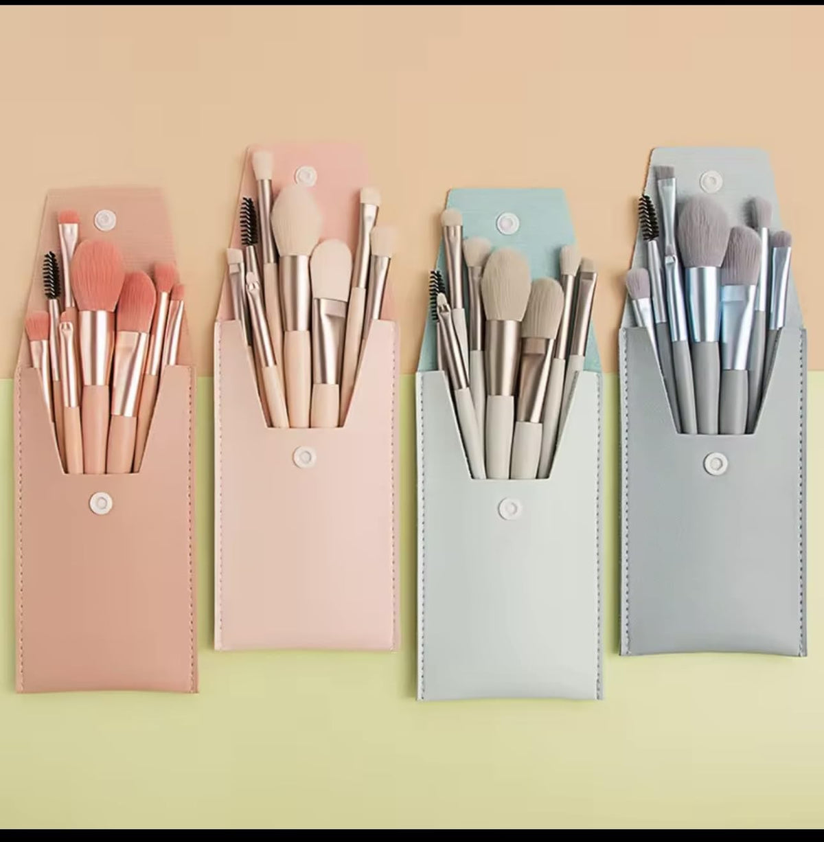 8-Piece Professional Makeup Brush Set with Pink Case & Rose Gold Handles