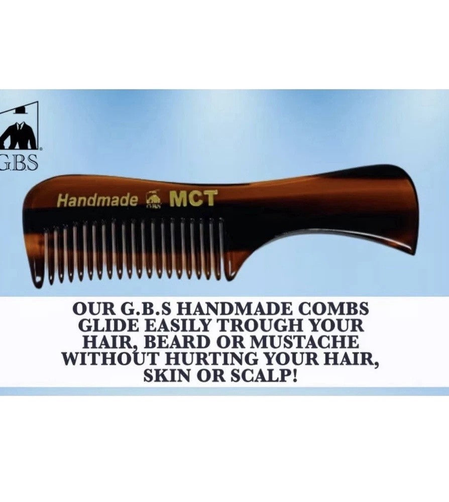 Men's Fine-Tooth Mustache & Beard Grooming Comb Set - Handmade Tortoise Shell, 4 Pieces