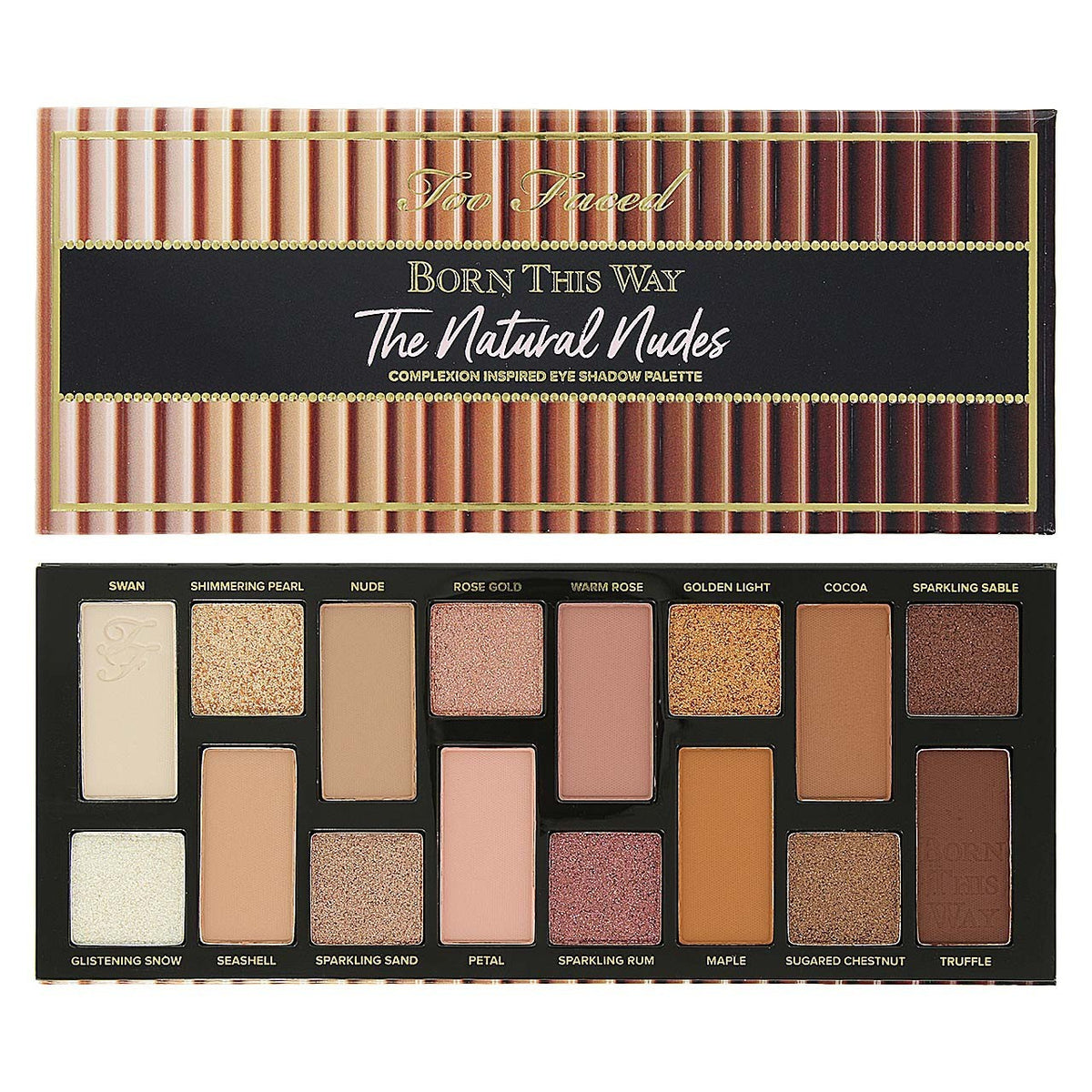 Natural Nudes Eyeshadow Palette with 16 Shades - Flattering Matte & Metallic Finishes