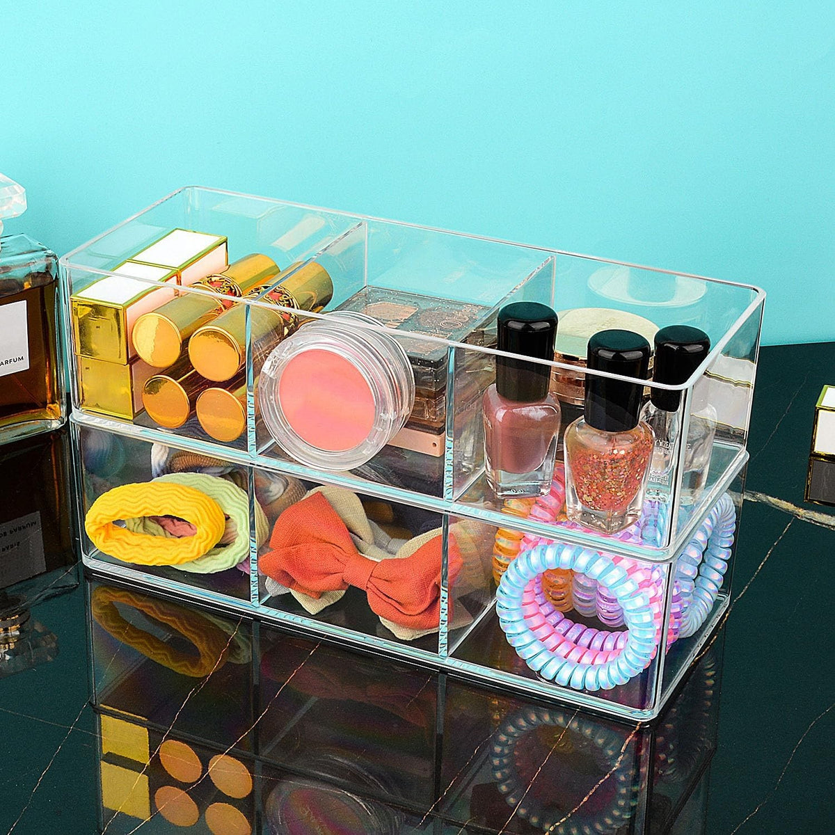 Acrylic Bathroom Organizer Drawer Cosmetic Display Case Vanity Storage