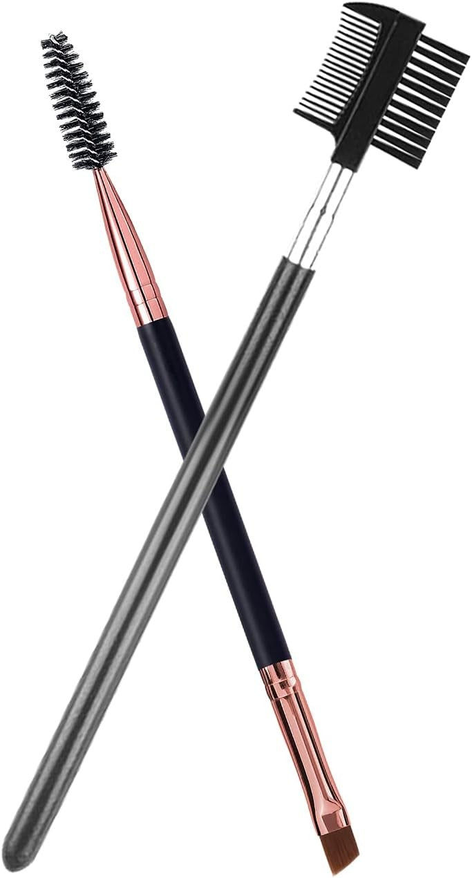 Eyebrow & Eyelash Comb Set - Professional Angle Brush & Spoolie Tool
