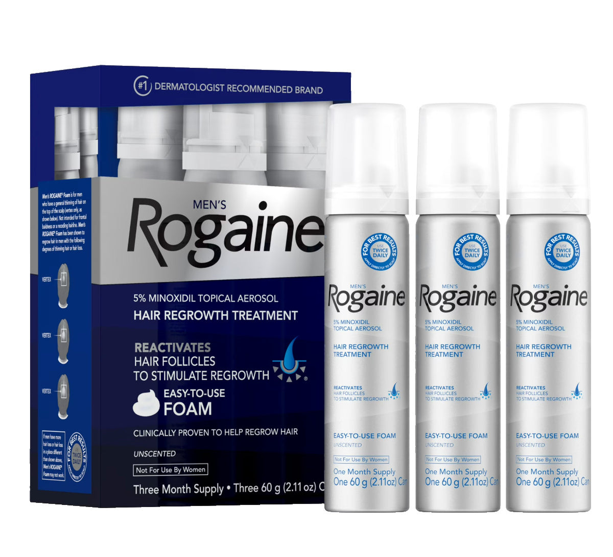 5% Minoxidil Foam Hair Regrowth Treatment for Men - 3 Month Supply