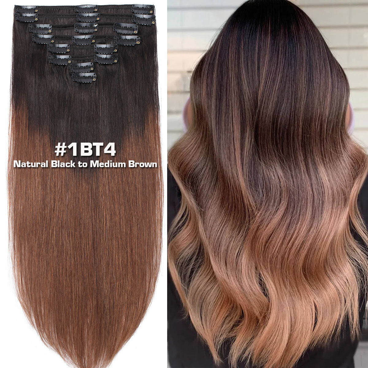 Double Weft Clip-In Human Hair Extensions Full Head - Multiple Colors & Lengths