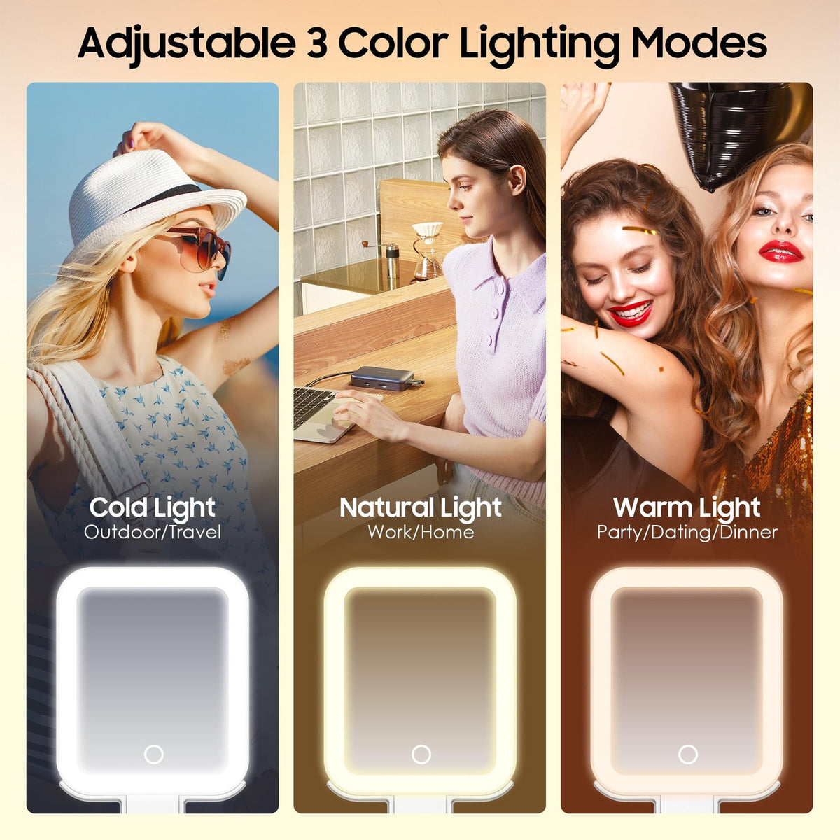 Travel Lighted Makeup Mirror with 30X Magnification & Adjustable LED Lights