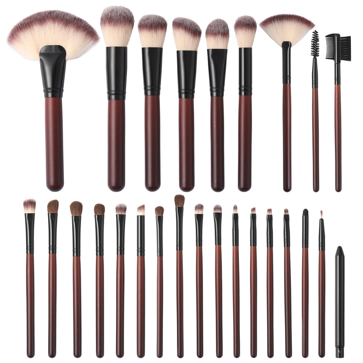 Full Face & Eye Makeup Brush Set - Travel Friendly Synthetic Brushes for Beginners