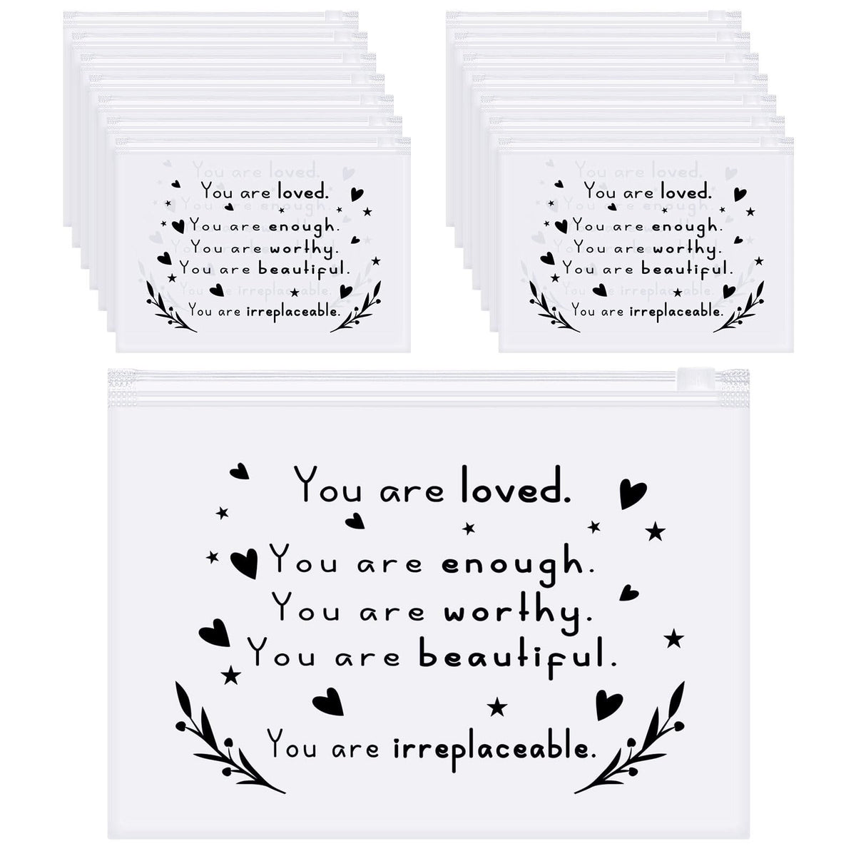 Inspirational Makeup Bags Set - 60 EVA Cosmetic Pouches for Women & Gifts