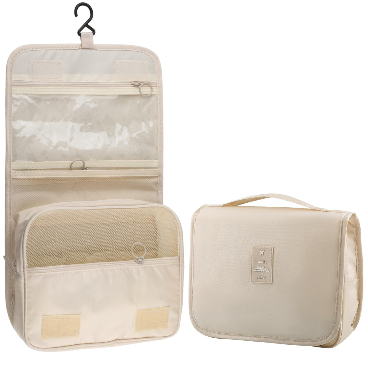 Foldable Hanging Travel Toiletry Bag with Multiple Compartments