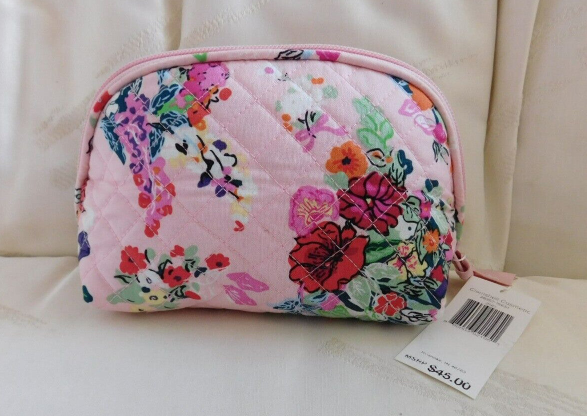 Medium Clamshell Cosmetic Bag - Hope Blooms Pink - Believe Monogram