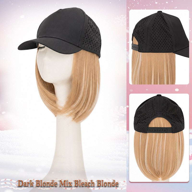 Unisex Wavy Long Hair Beret Cap with Synthetic Hair - Casual Hat Wig