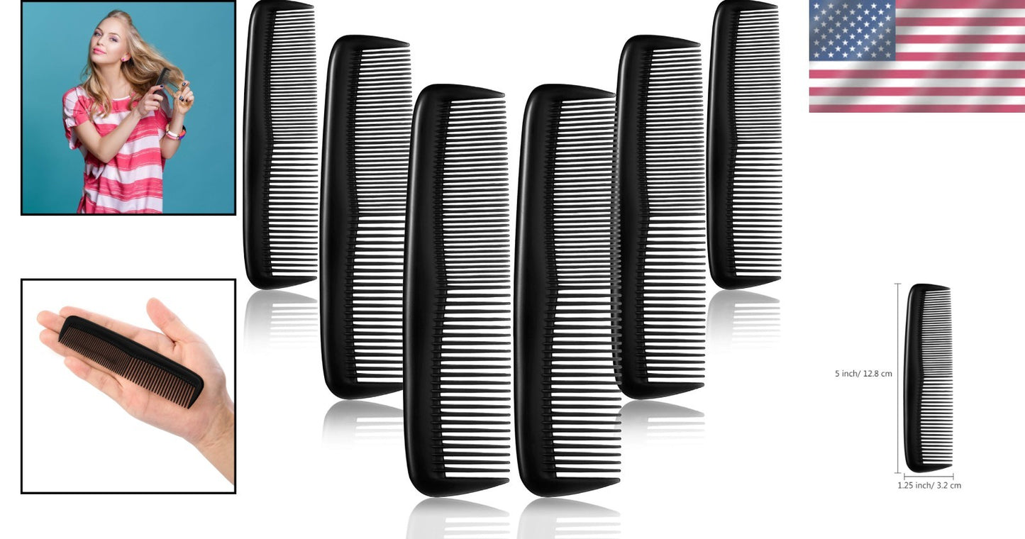 Pocket-Sized 12 Comb Hair Set in Black - Durable Styling Tool for Men and Women