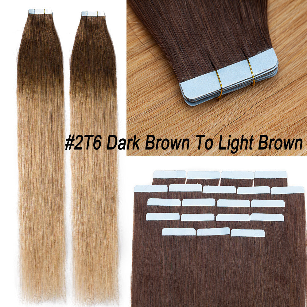 Thick Tape in Remy Human Hair Extensions Invisible Skin Weft Full Head