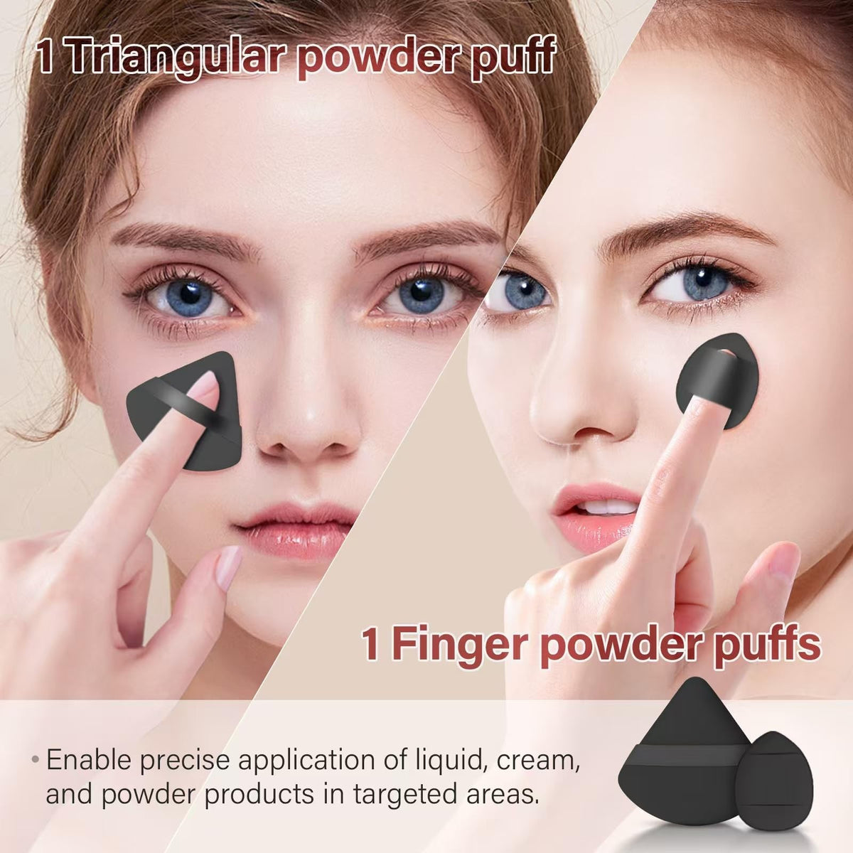 Professional Makeup Brush Set 25 Pcs with Sponges & Puffs - CreamBlack