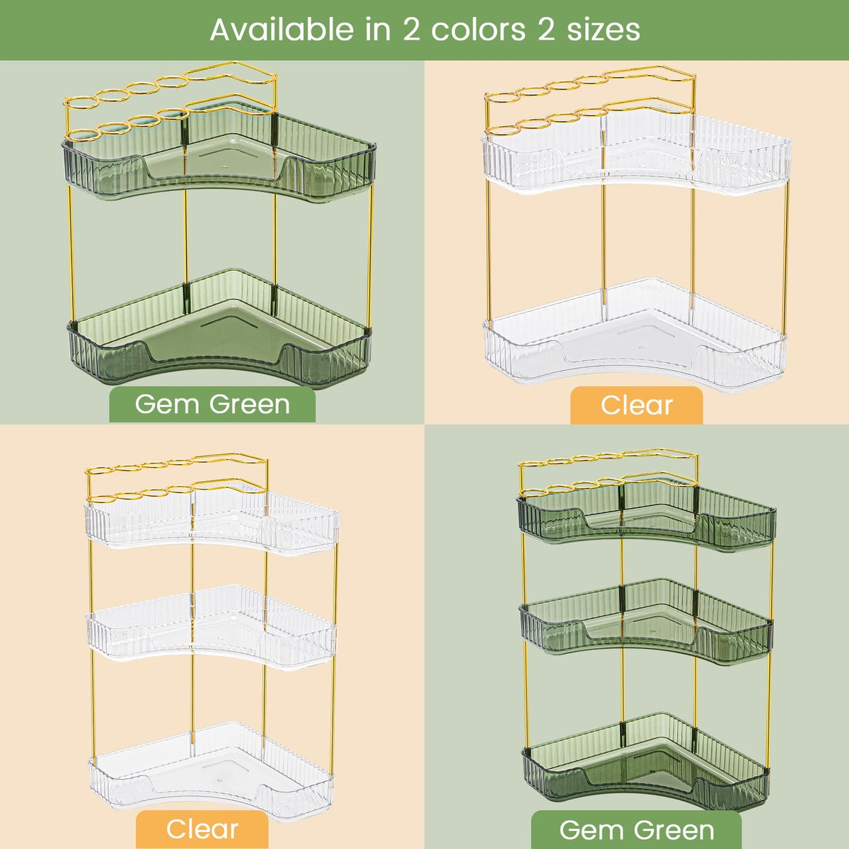 3-Tier Corner Makeup Organizer for Vanity and Bathroom Countertop