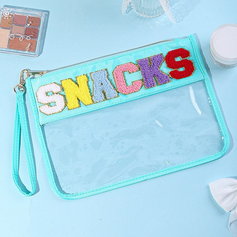 Sport Theme Clear Waterproof Wristlet Cosmetic Bag with Wrist Strap