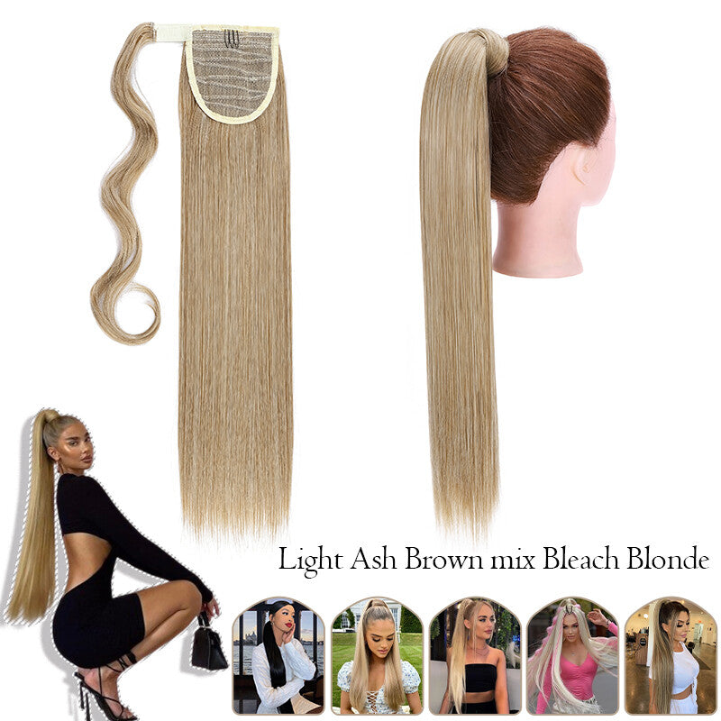 Mega Thick Wrap-On Ponytail Extensions - Natural Human Hair, Curly Wavy Straight