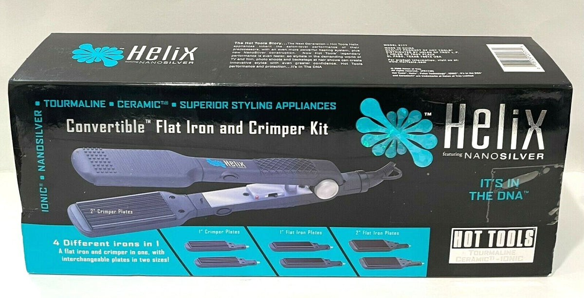 Helix Nano Silver Convertible Flat Iron and Crimper Kit - 4-in-1 Hair Styling Set