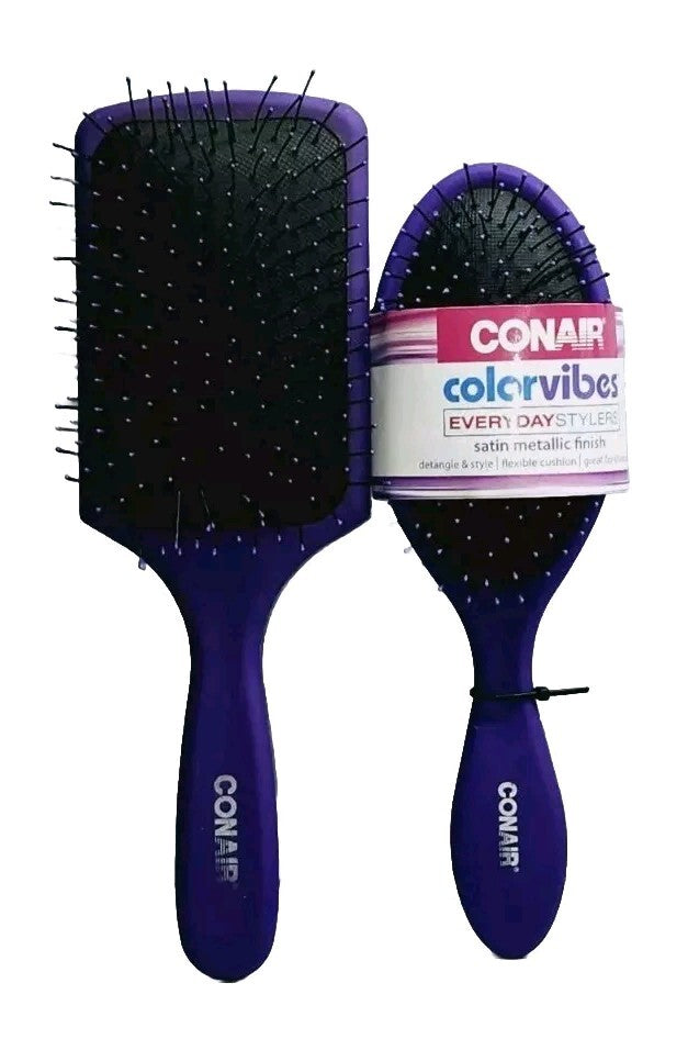 Conair ColorVibes Hair Brush Set - Paddle & Detangler 2 Pieces