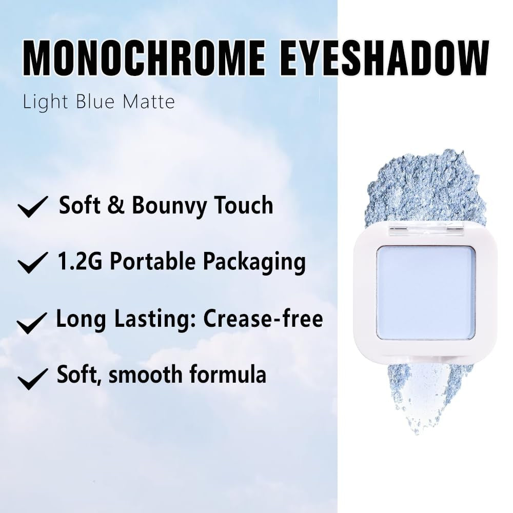 Light Blue Matte Eyeshadow Palette - Pastel Sky Blue Natural Colors