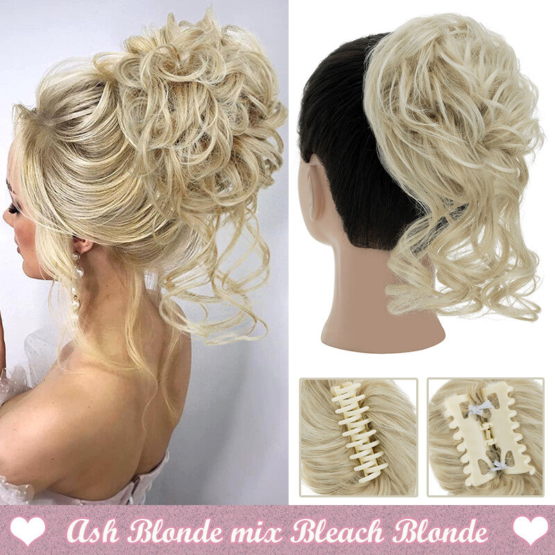 Messy Bun Claw Hair Clip Extensions - Curly Thick Updo Accessory