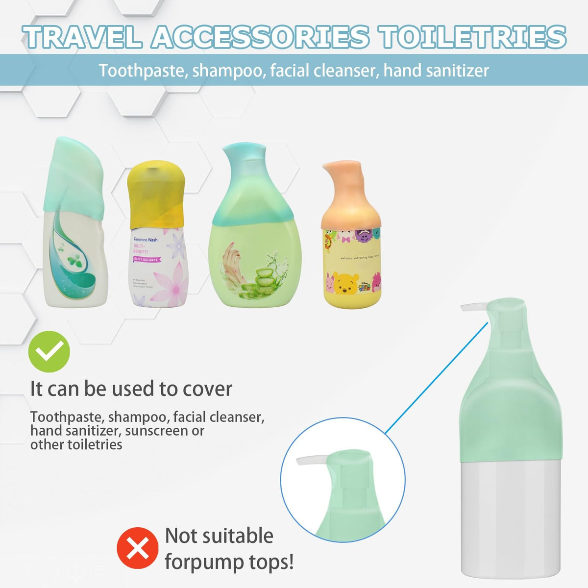 Silicone Bottle Covers 10 Pack - Leakproof Travel Toiletry Protector