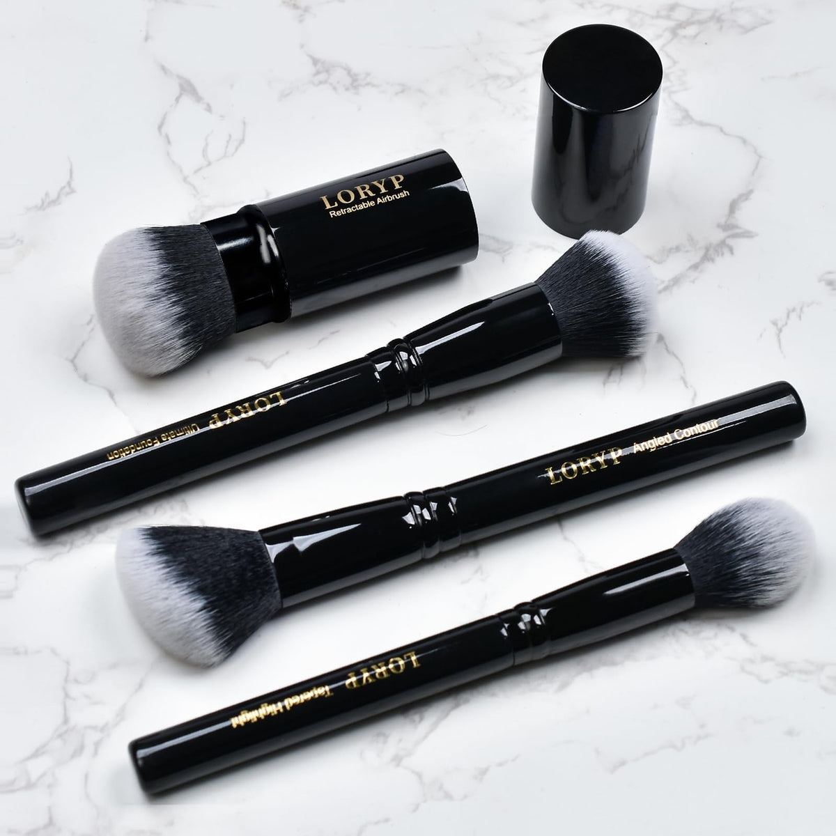 Professional 4-Piece Face Makeup Brush Set with Retractable Kabuki - High-Quality Beauty Tools