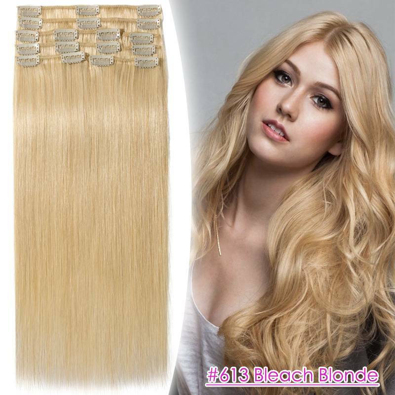 Thick Double Weft Clip-In Human Hair Extensions - Full Head Set