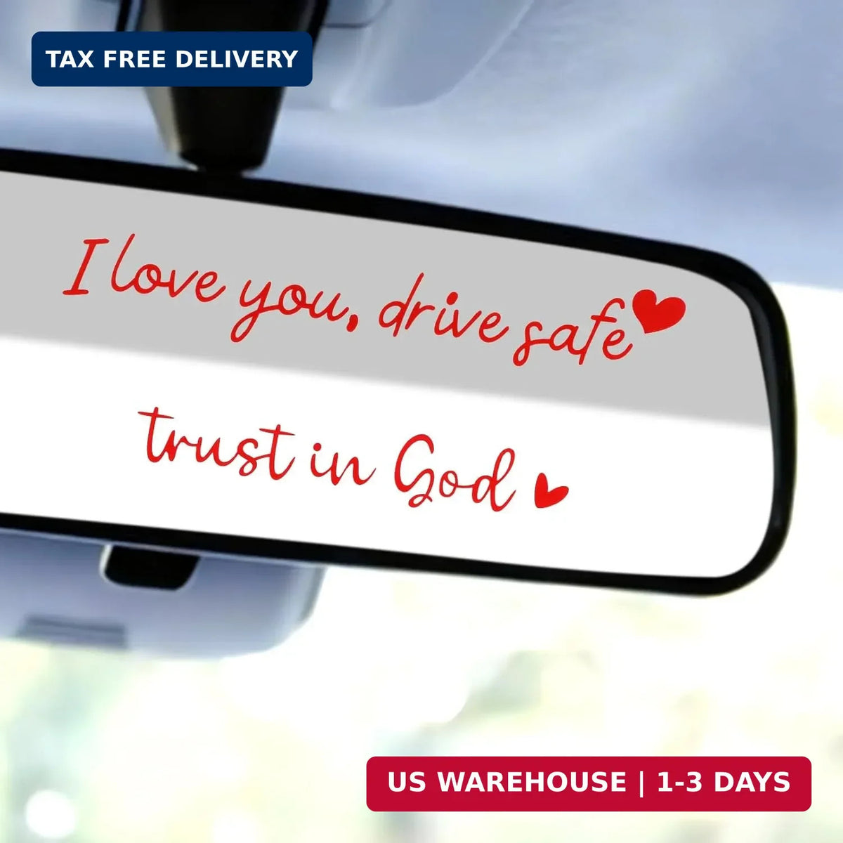 5-Pack Car Rearview Mirror Decals - I Love You Drive Safe Vinyl Stickers