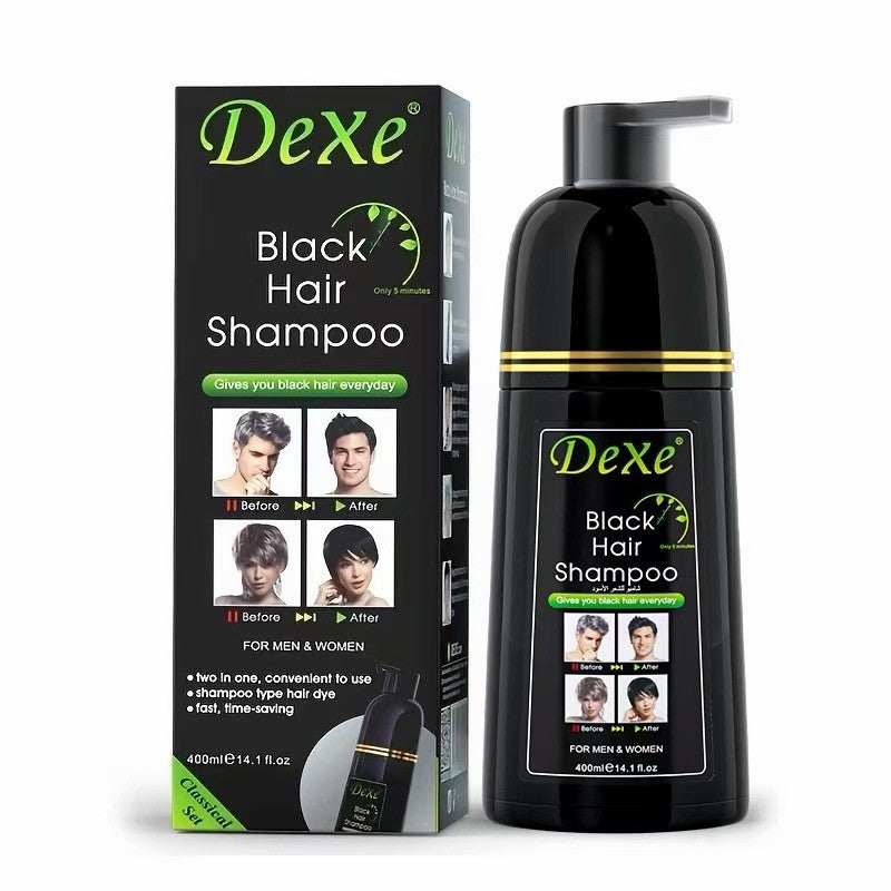Black Hair Dye Shampoo - Gray Hair Coverage, 400ml