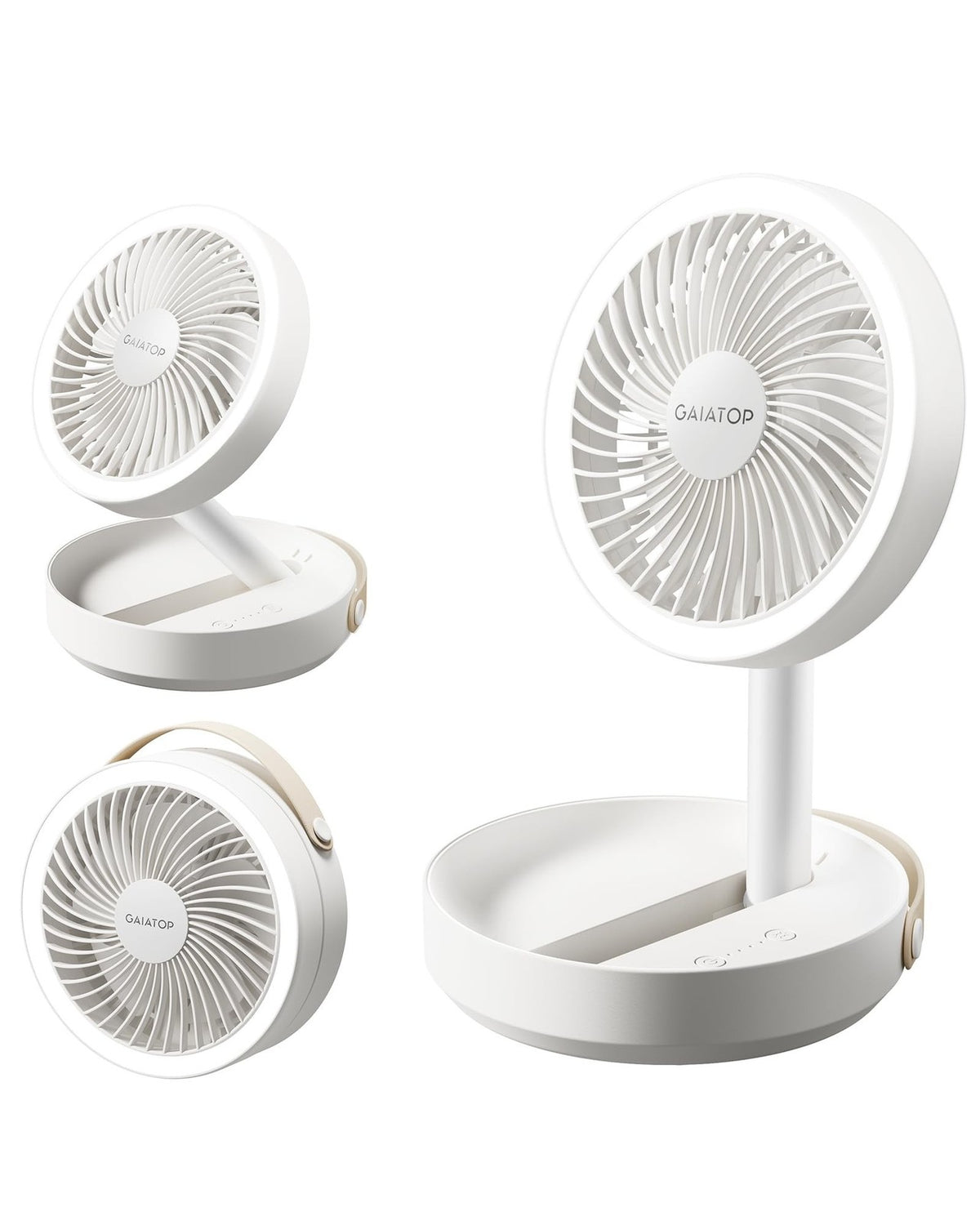 Foldable Desk Fan with Night Light, Portable 6.8in USB Rechargeable