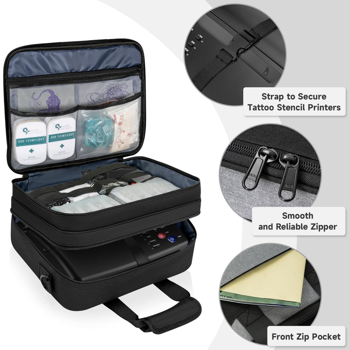 Tattoo Equipment Organizer Case - Portable Travel Bag for Stencil Printer & Tools