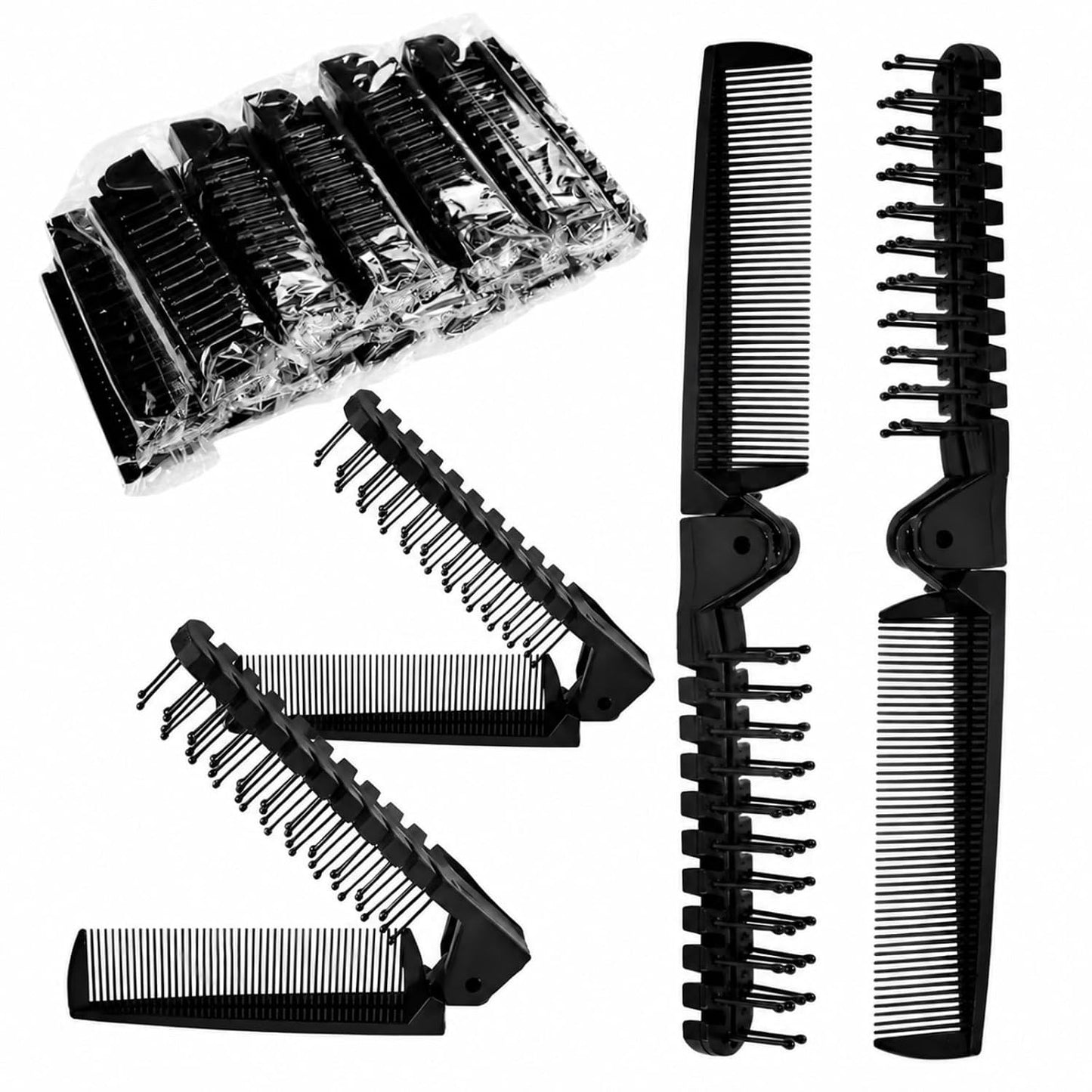 10 Pcs Portable Foldable Hair Comb Set - Travel Detangling & Scalp Massage
