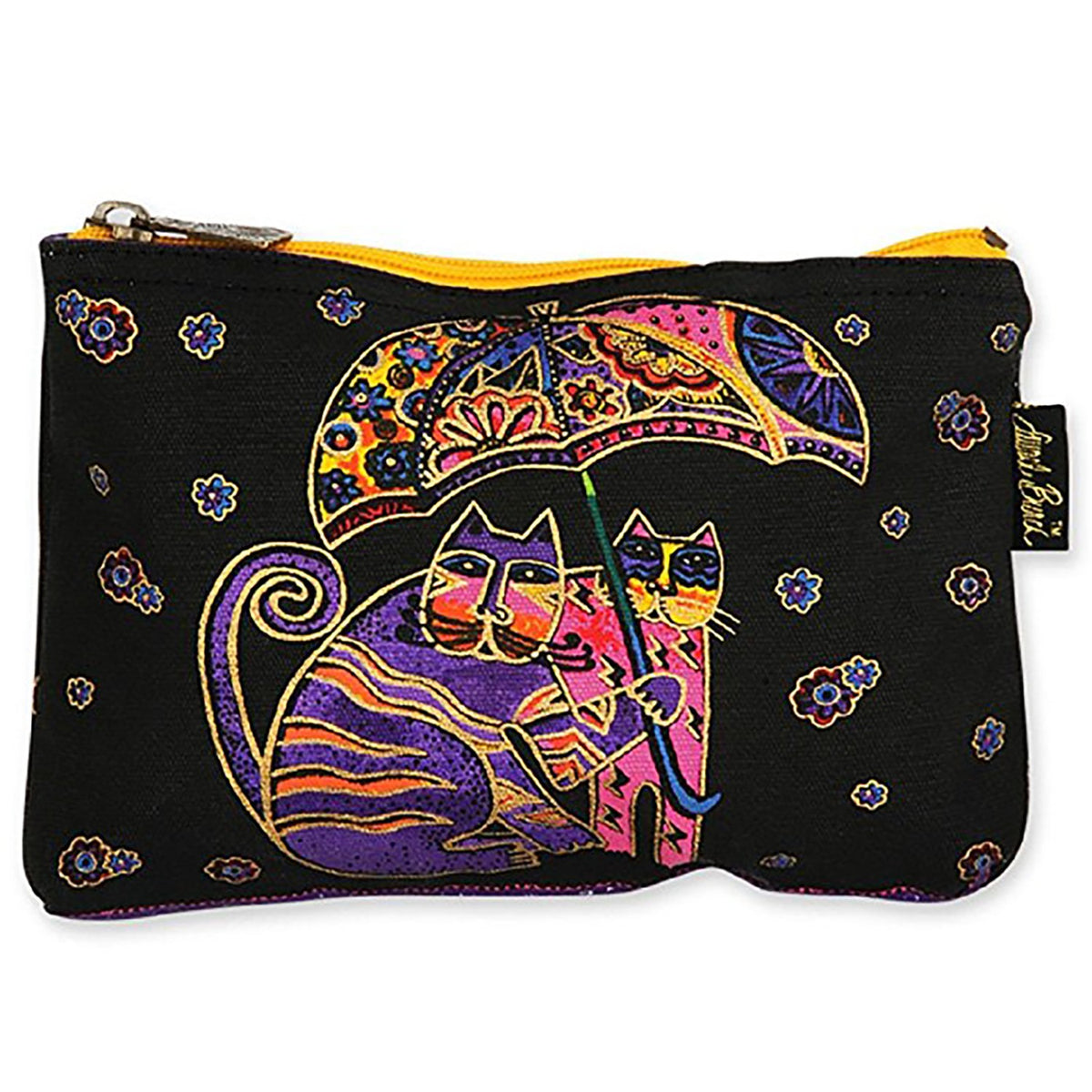Laurel Burch Cat Cosmetic Bag - Mini Travel Toiletry Bag with Waterproof Lining