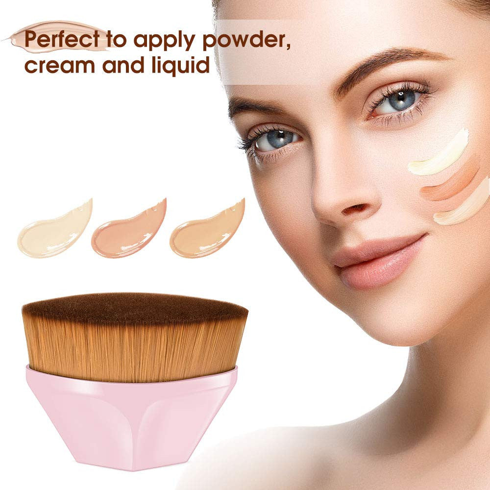 2 Pack Flat Top Foundation Makeup Brushes - High-Density Kabuki Style