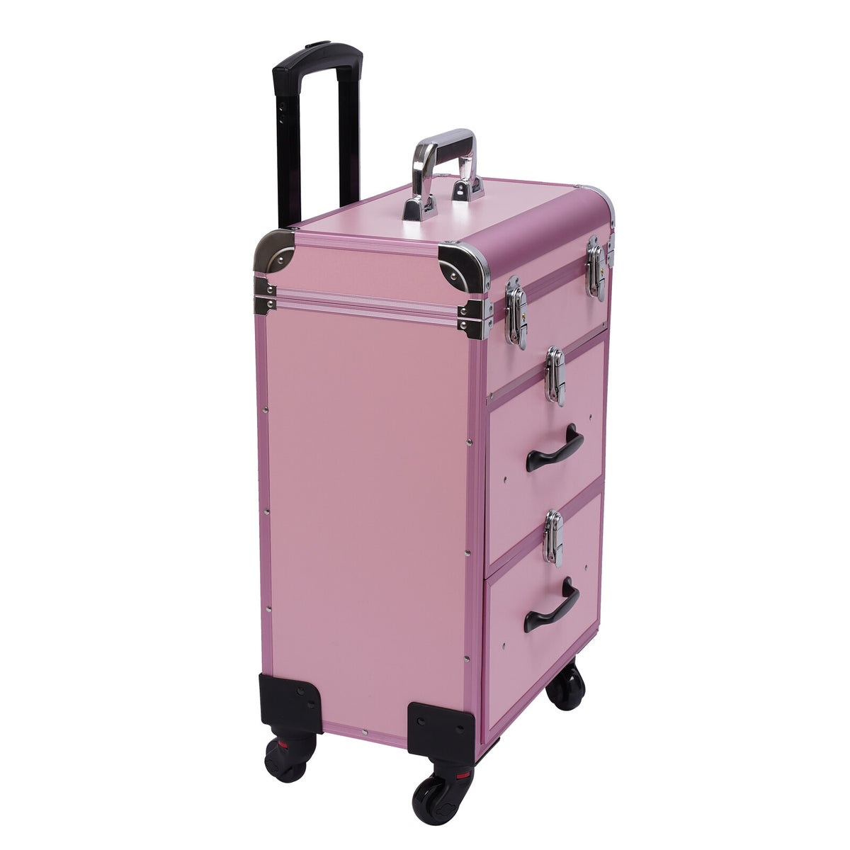 Rolling Makeup Train Case with Multiple Layers and Large Capacity
