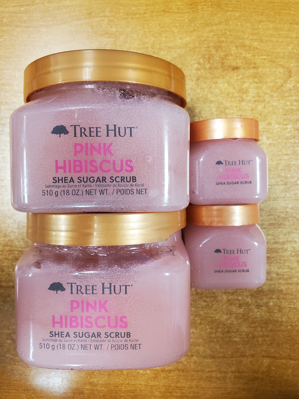 4 Pk: Tree Hut *Pink Hibiscus* Shea Sugar Body Scrub 18oz & 3.4oz