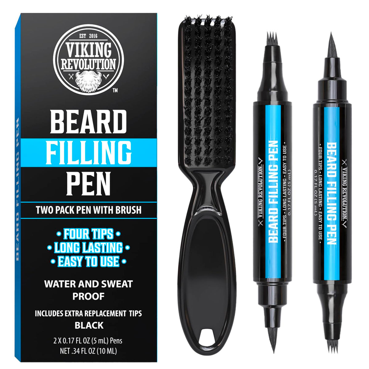 Waterproof Beard Pencil Filler Pen 2-Pack for Patchy Facial Hair - Long-Lasting & Precise