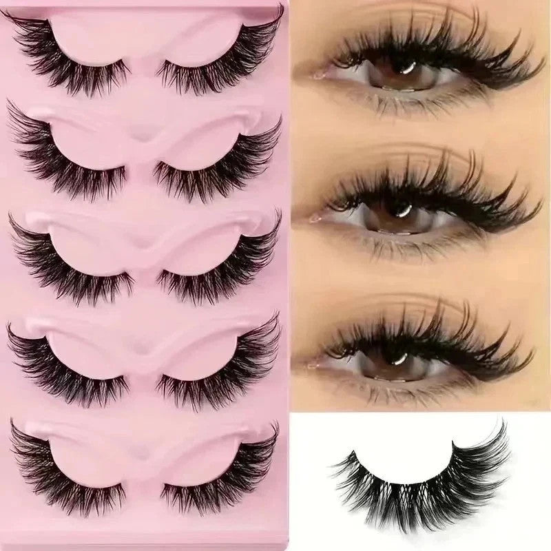 False Mink Cat-Eye Lashes Set - Wispy, Reusable Flared Eyelash Kit