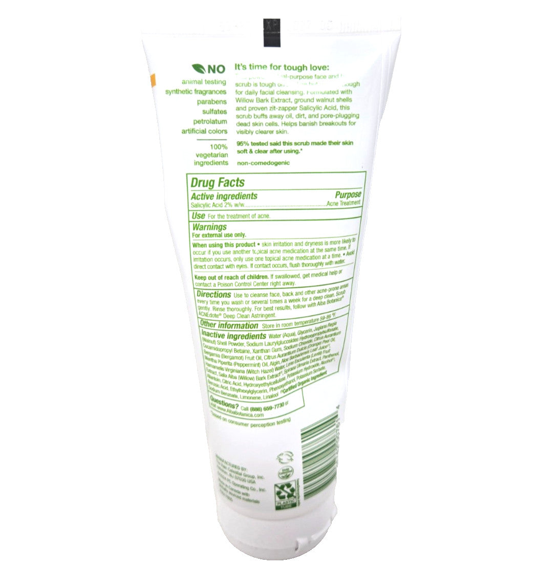 Alba Botanica Acnedote Exfoliating Face & Body Scrub - 8 fl oz