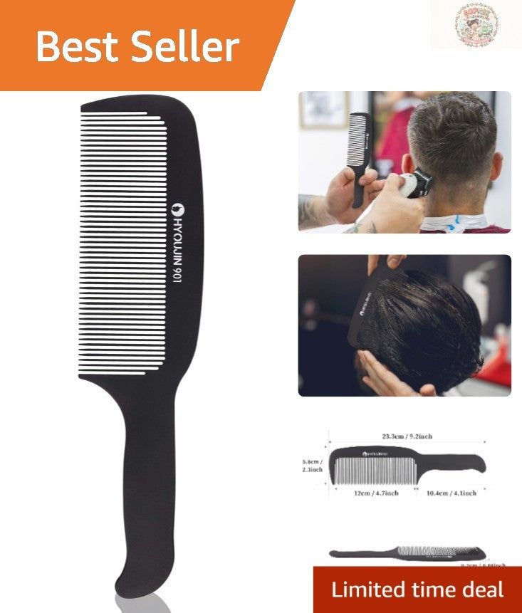 Black Carbon Flat Top Clipper Comb - Heat Resistant for Precision Haircuts
