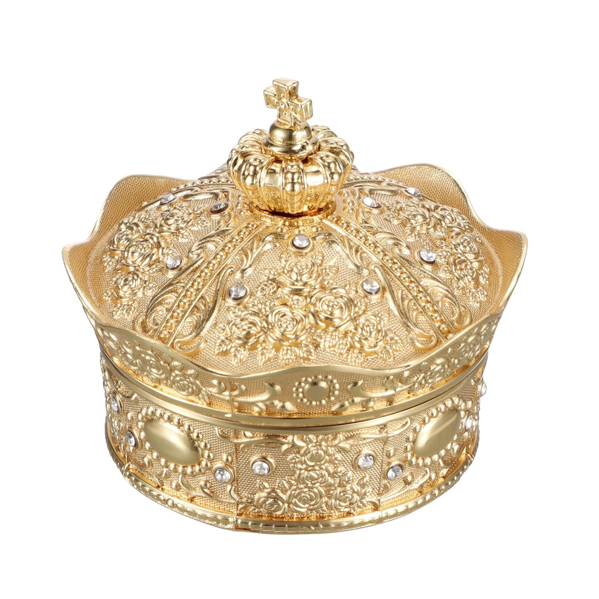 Vintage Jewelry Box Small Trinket Holder for Earrings, Gold