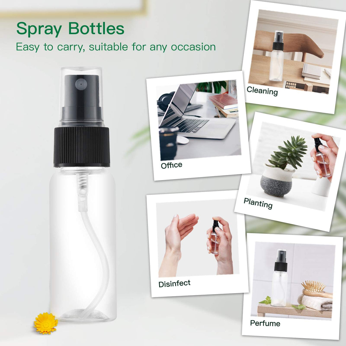 Mini Plastic Spray Bottles 1oz Travel Set - Clear, 12 Pack