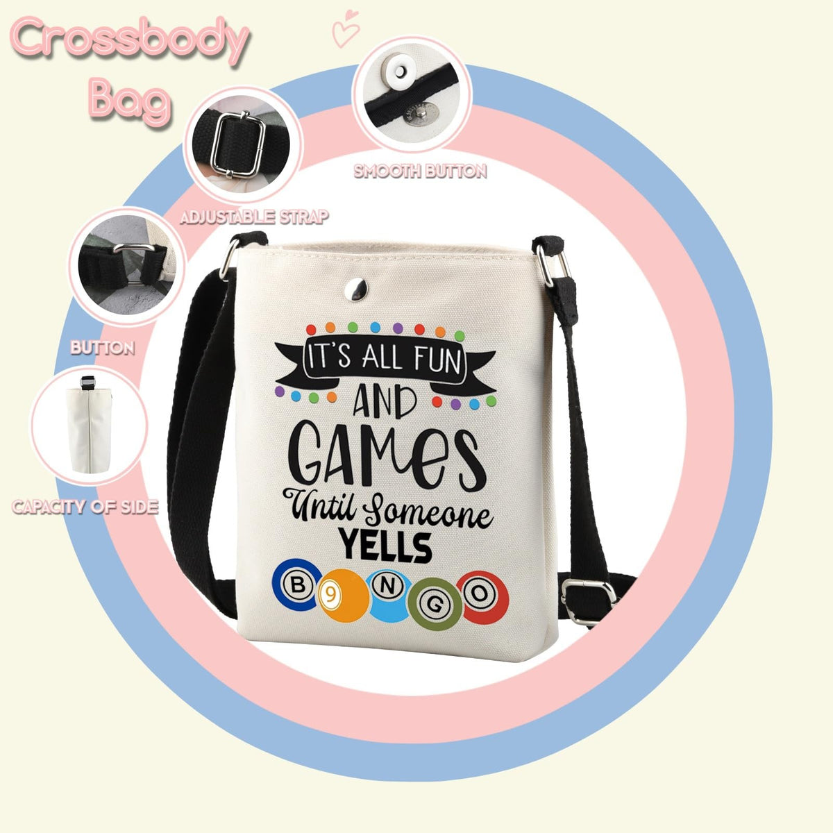 Funny Crossbody Bag – Its All Fun And Games Handbag
