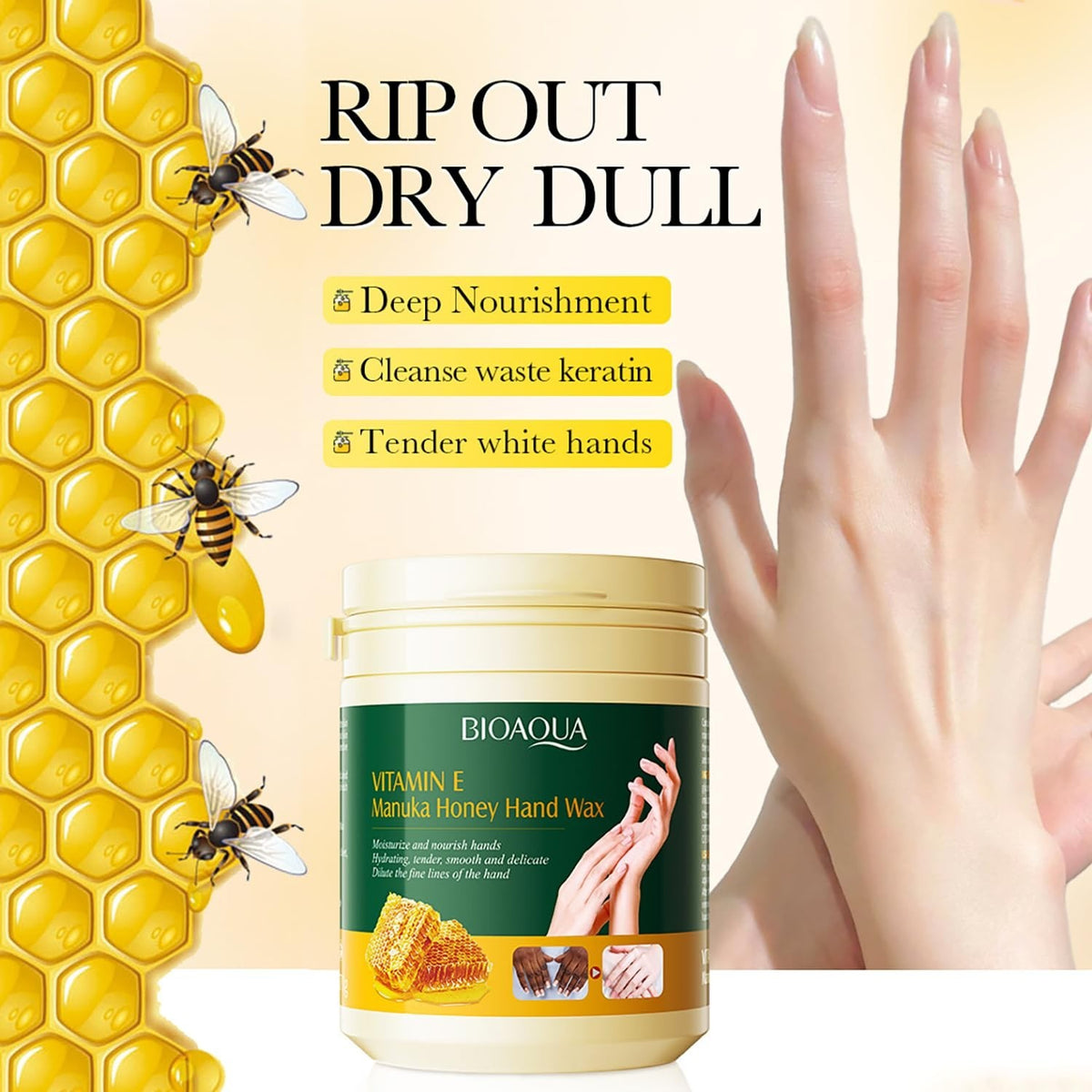 Manuka Honey Hand Wax Mask - Vitamin E Moisturizing, 170g