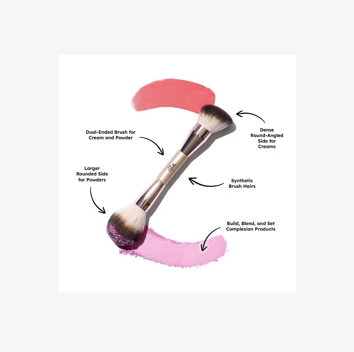 Dual-Ended Face Makeup Brush for Cream & Powder - DIBS Beauty